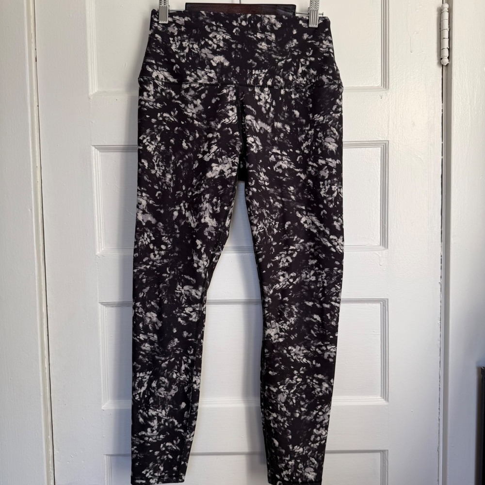 RBX Live Life Active Womens Medium Black White Splatter Print Leggings RN 63619